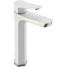 Mexen Lerma high washbasin faucet, white/gold - 74310-25