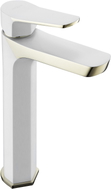 Mexen Lerma high washbasin faucet, white/gold - 74310-25