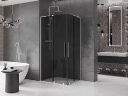 Mexen Velar L Duo cabine de douche coulissante 90 x 80 cm, graphite, nickel brossé - 871-090-080-02-43-97