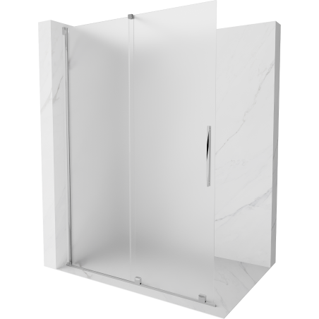 Mexen Velar paroi de douche coulissante Walk-in 140 x 200 cm, givrée 8 mm, chrome - 871-140-000-33-01