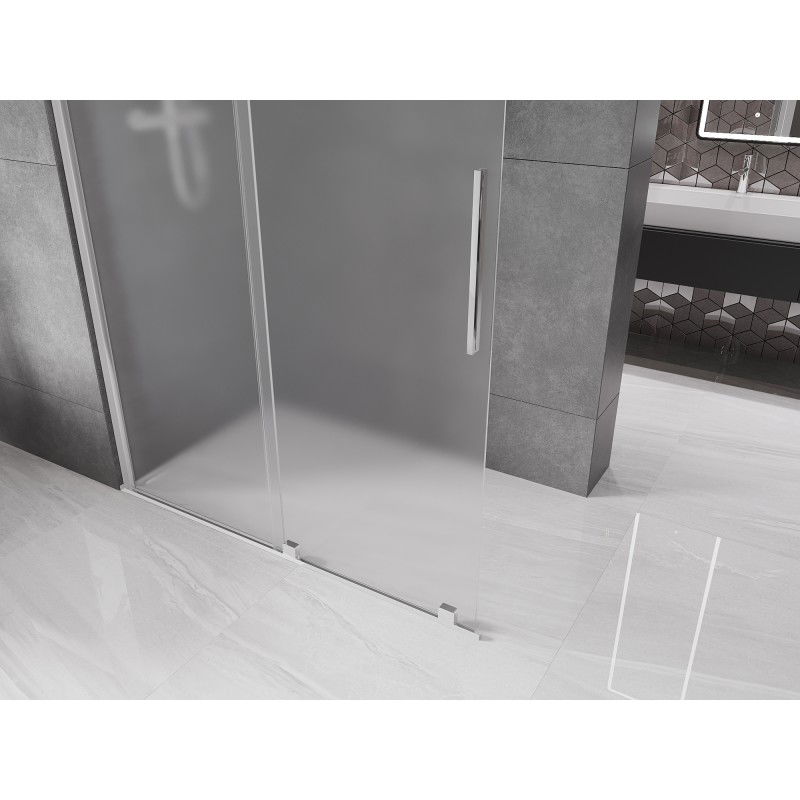 Mexen Velar schuifbare douchewand Walk-in 130 x 200 cm, ijsglas 8 mm, chroom - 871-130-000-33-01