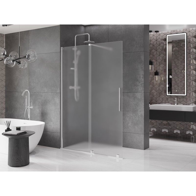 Mexen Velar schuifbare douchewand Walk-in 160 x 200 cm, matglas 8 mm, chroom - 871-160-000-33-01