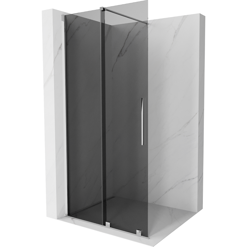 Mexen Velar sliding Walk-in shower wall 85 x 200 cm, graphite 8 mm, chrome - 871-085-000-43-01