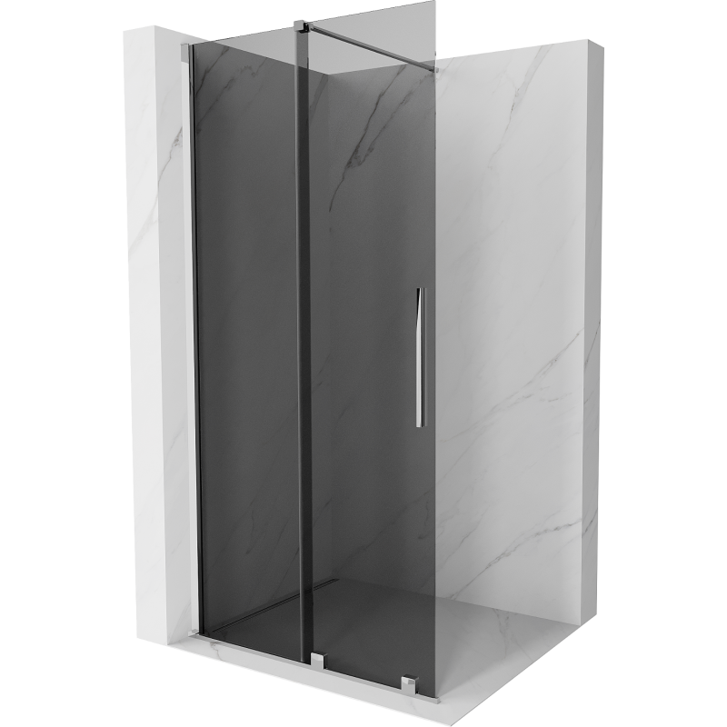 Mexen Velar paroi de douche coulissante Walk-in 110 x 200 cm, graphite 8 mm, chrome - 871-110-000-43-01