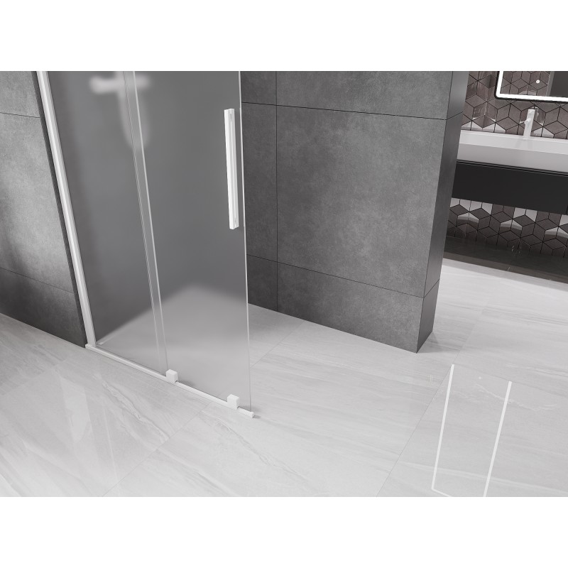 Mexen Velar ścianka prysznicowa rozsuwana Walk-in 75 x 200 cm, szron 8 mm, biała - 871-075-000-33-20
