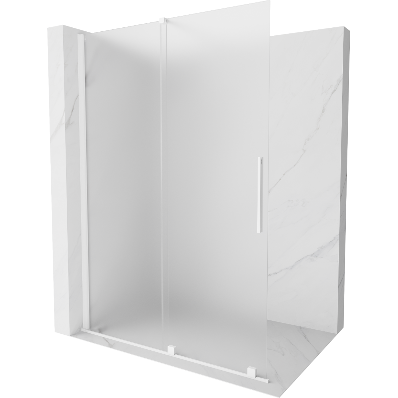 Mexen Velar mampara de ducha deslizante Walk-in 130 x 200 cm, escarchada 8 mm, blanca - 871-130-000-33-20
