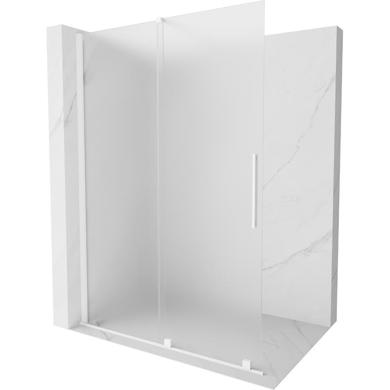Mexen Velar Duschwand faltenfrei Walk-in 140 x 200 cm, mattiert 8 mm, weiß - 871-140-000-33-20