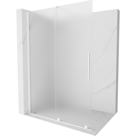 Mexen Velar Duschwand faltenfrei Walk-in 140 x 200 cm, mattiert 8 mm, weiß - 871-140-000-33-20