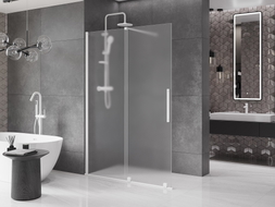 Mexen Velar Klizni zid za tuš klizni Walk-in 140 x 200 cm, mraz 8 mm, bijela - 871-140-000-33-20