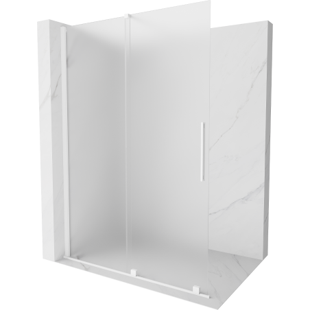 Mexen Velar paroi de douche coulissante Walk-in 150 x 200 cm, givre 8 mm, blanc - 871-150-000-33-20