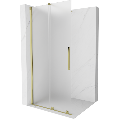 Mexen Velar paroi de douche pliable Walk-in 90 x 200 cm, verre dépoli 8 mm, doré - 871-090-000-33-50