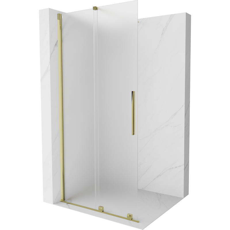 Mexen Velar schuifbare douchewand Walk-in 85 x 200 cm, matglas 8 mm, goud - 871-085-000-33-50
