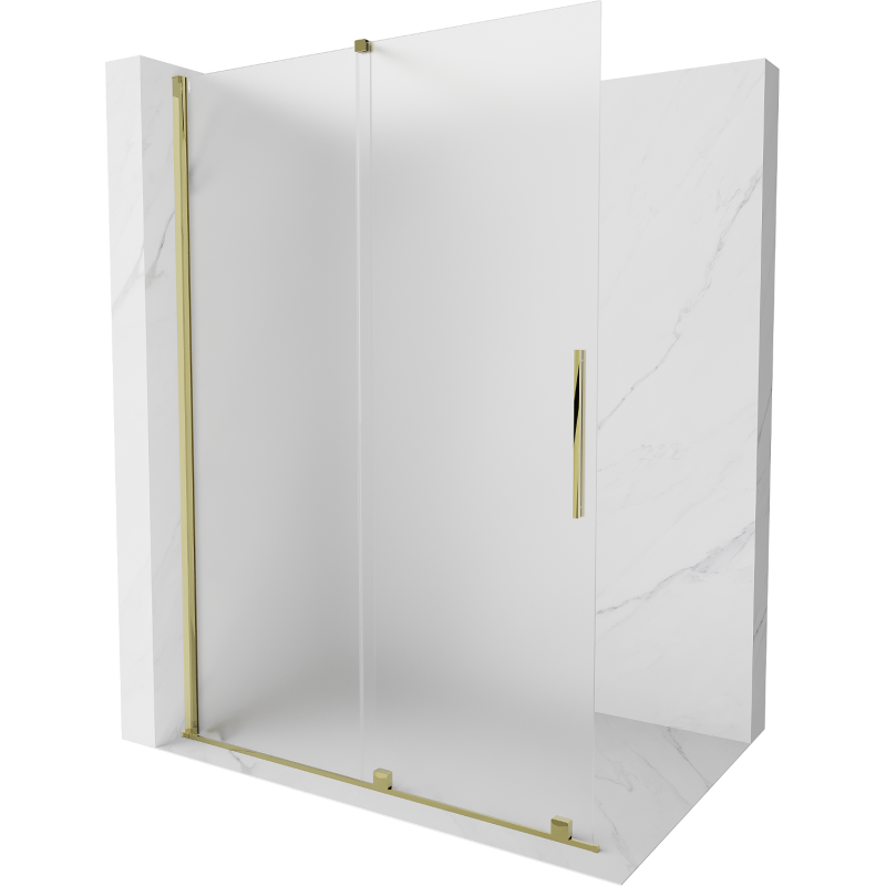 Mexen Velar paroi de douche coulissante Walk-in 130 x 200 cm, dépoli 8 mm, doré - 871-130-000-33-50
