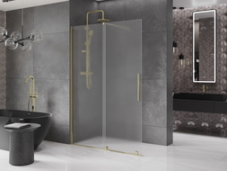 Mexen Velar Klizni zid za tuširanje Walk-in 160 x 200 cm, matirano staklo 8 mm, zlatni - 871-160-000-33-50