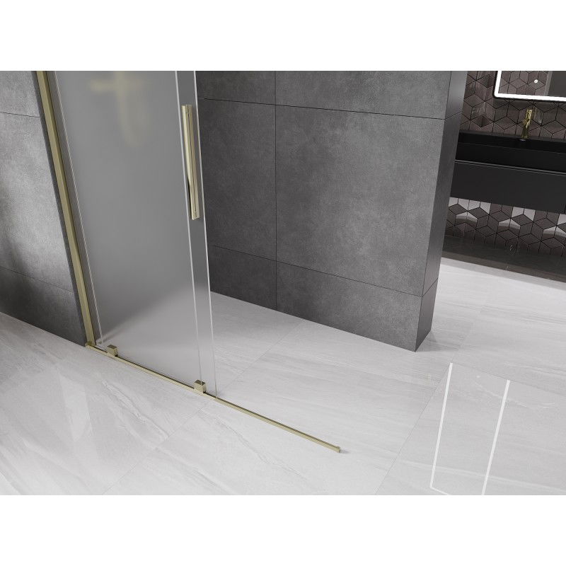 Mexen Velar schuifbare douchewand Walk-in 160 x 200 cm, ijs 8 mm, goud - 871-160-000-33-50