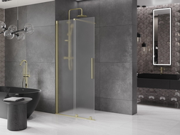 Mexen Velar Duschwand schiebbar Walk-in 75 x 200 cm, Eisglas 8 mm, gebürstet Gold - 871-075-000-33-55