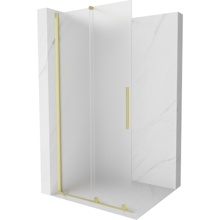 Mexen Velar Duschwand verschiebbar Walk-in 90 x 200 cm, matt 8 mm, gebürstetes Gold - 871-090-000-33-55