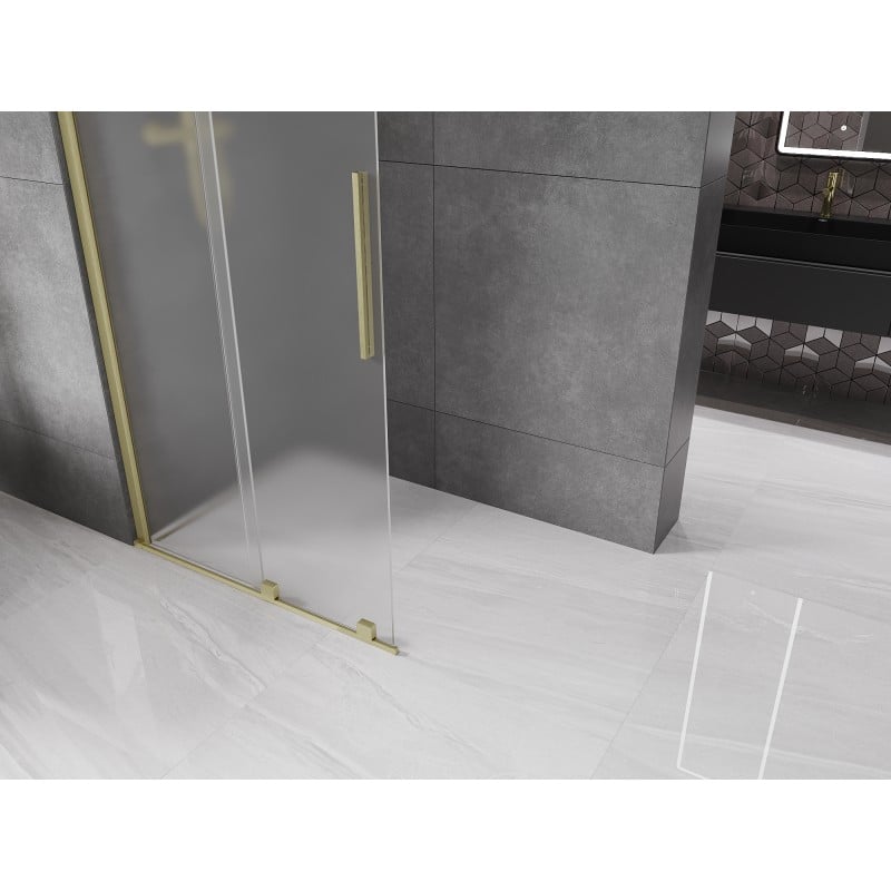 Mexen Velar panel de ducha deslizante Walk-in 75 x 200 cm, escarcha 8 mm, oro cepillado - 871-075-000-33-55
