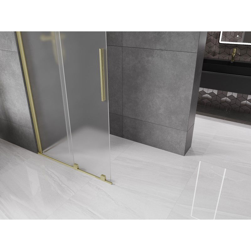 Mexen Velar Parede de duche deslizante Walk-in 75 x 200 cm, gelo 8 mm, dourado escovado - 871-075-000-33-55