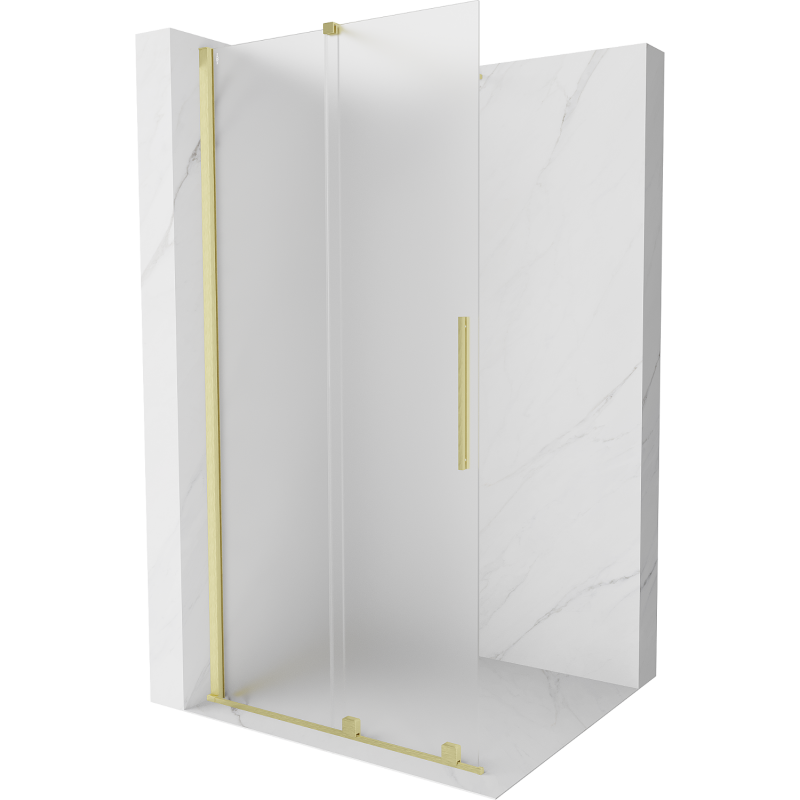 Mexen Velar ścianka prysznicowa rozsuwana Walk-in 100 x 200 cm, szron 8 mm, złota szczotkowana - 871-100-000-33-55