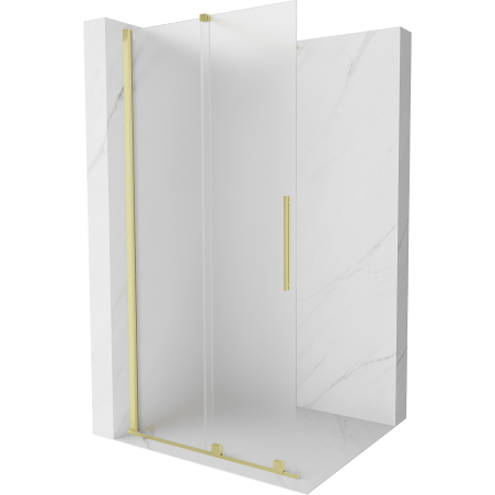 Mexen Velar paroi de douche coulissante Walk-in 100 x 200 cm, dépoli 8 mm, or brossé - 871-100-000-33-55