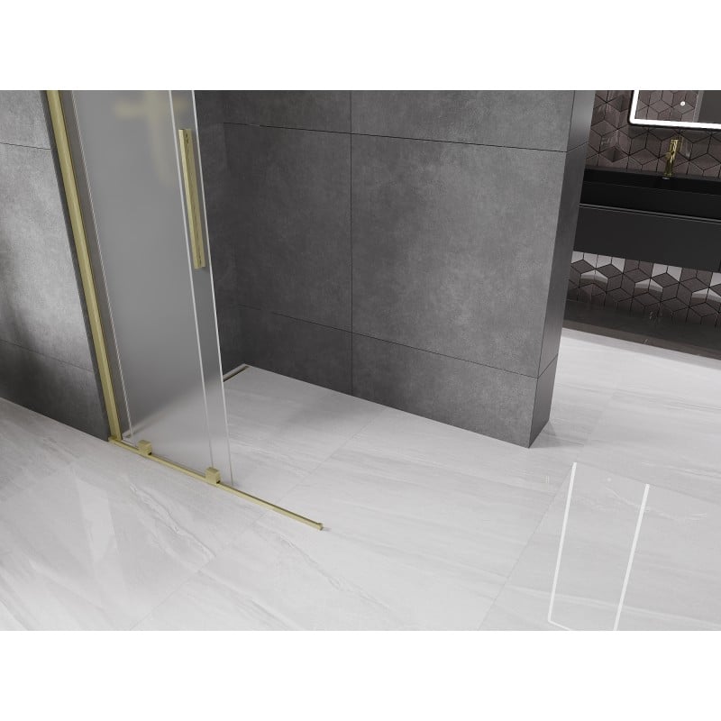 Mexen Velar ścianka prysznicowa rozsuwana Walk-in 110 x 200 cm, szron 8 mm, złota szczotkowana - 871-110-000-33-55