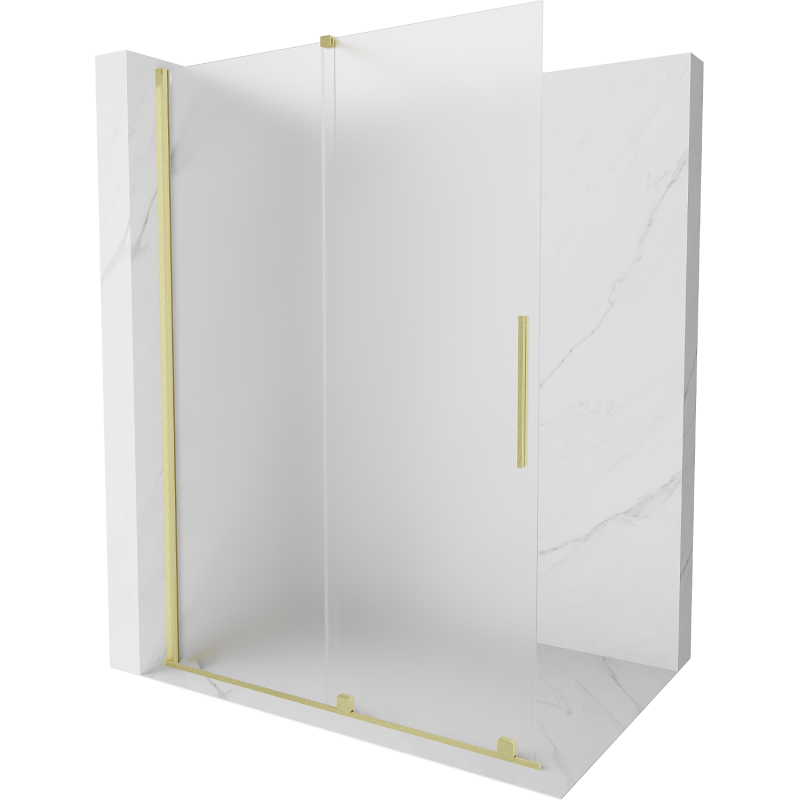 Mexen Velar Duschwand verschiebbar Walk-in 150 x 200 cm, Frost 8 mm, gebürstetes Gold - 871-150-000-33-55