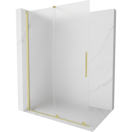Mexen Velar Duschwand verschiebbar Walk-in 150 x 200 cm, Frost 8 mm, gebürstetes Gold - 871-150-000-33-55