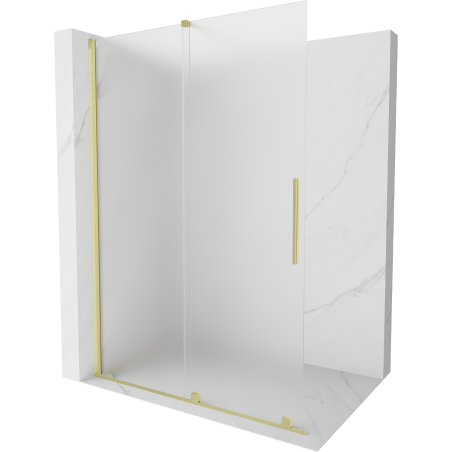 Mexen Velar συρόμενος τοίχος ντους Walk-in 150 x 200 cm, παγετώνας 8 mm, χρυσή