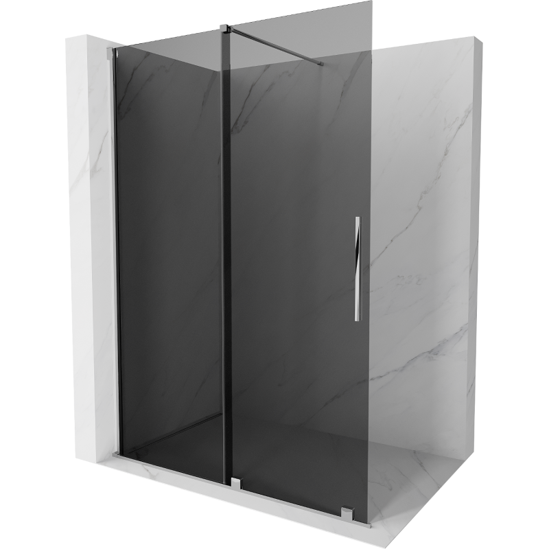 Mexen Velar sliding shower wall Walk-in 130 x 200 cm, graphite 8 mm, chrome - 871-130-000-43-01
