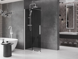 Mexen Velar sliding shower wall Walk-in 75 x 200 cm, graphite 8 mm, white - 871-075-000-43-20