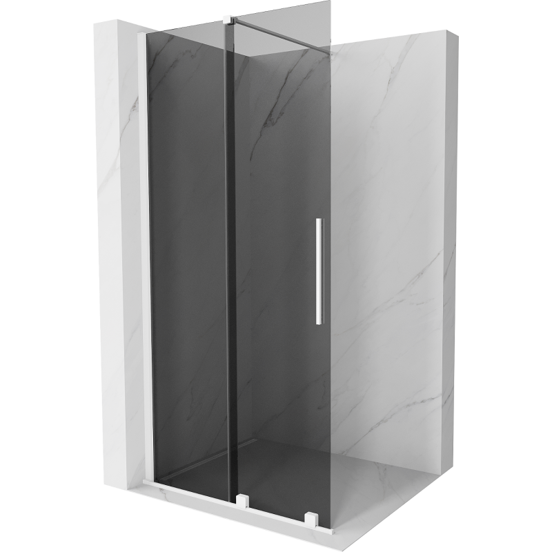 Mexen Velar ścianka prysznicowa rozsuwana Walk-in 90 x 200 cm, grafit 8 mm, biała - 871-090-000-43-20