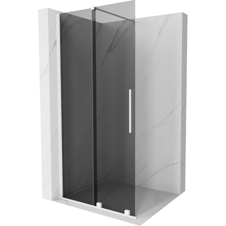 Mexen Velar schuifbare douchewand Walk-in 85 x 200 cm, grafiet 8 mm, wit - 871-085-000-43-20