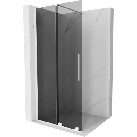 Mexen Velar mampara de ducha corredera Walk-in 100 x 200 cm, grafito 8 mm, blanco - 871-100-000-43-20