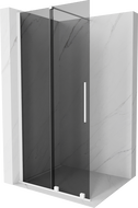 Mexen Velar schuifbare douchewand Walk-in 120 x 200 cm, grafiet 8 mm, wit - 871-120-000-43-20