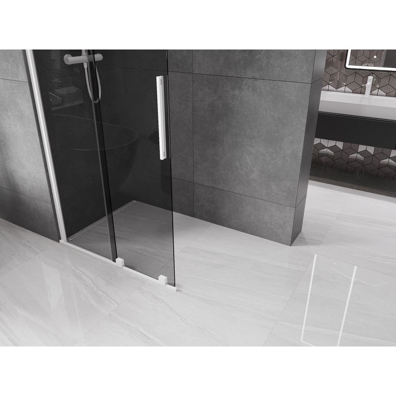 Mexen Velar schuifwand Walk-in douche 100 x 200 cm, grafiet 8 mm, wit - 871-100-000-43-20