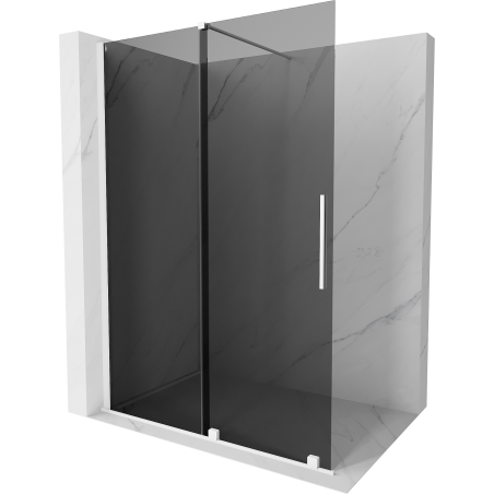 Mexen Velar schuifbare douchewand Walk-in 130 x 200 cm, grafiet 8 mm, wit - 871-130-000-43-20