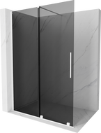 Mexen Velar sliding shower wall Walk-in 130 x 200 cm, graphite 8 mm, white - 871-130-000-43-20