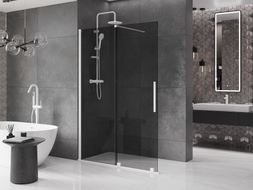 Mexen Velar sliding shower wall Walk-in 150 x 200 cm, graphite 8 mm, white - 871-150-000-43-20