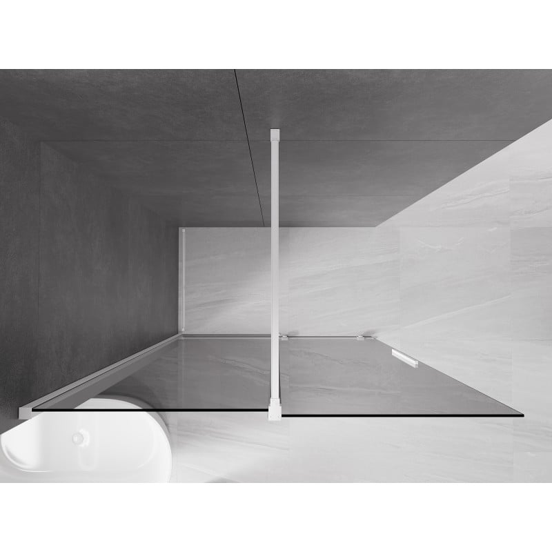 Mexen Velar ścianka prysznicowa rozsuwana Walk-in 150 x 200 cm, grafit 8 mm, biała - 871-150-000-43-20