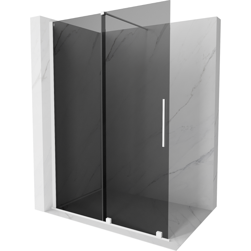 Mexen Velar parede de duche deslizante Walk-in 140 x 200 cm, grafite 8 mm, branca - 871-140-000-43-20