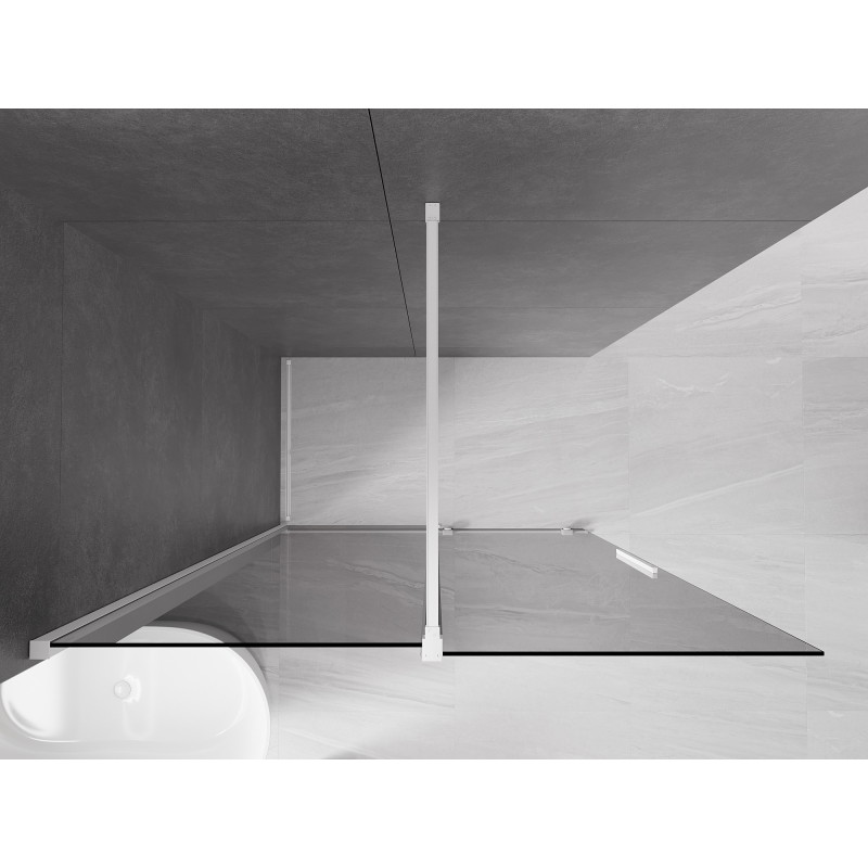 Mexen Velar lükand dušisein Walk-in 140 x 200 cm, grafiit 8 mm, valge - 871-140-000-43-20