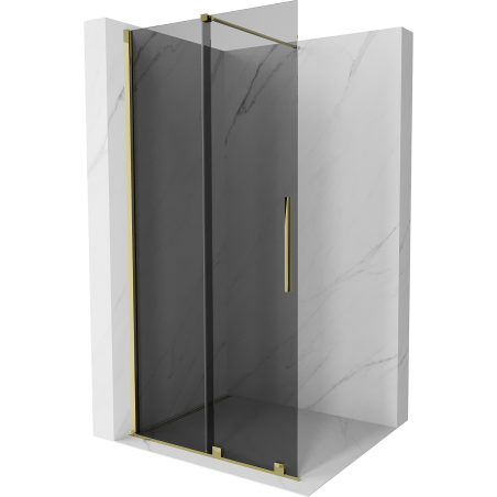 Mexen Velar paroi de douche coulissante Walk-in 70 x 200 cm, graphite 8 mm, dorée - 871-070-000-43-50