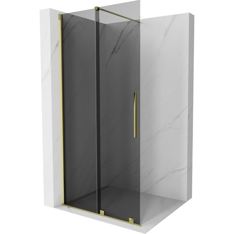 Mexen Velar Walk-in Duschwand zum Schieben 85 x 200 cm, Graphit 8 mm, Gold - 871-085-000-43-50