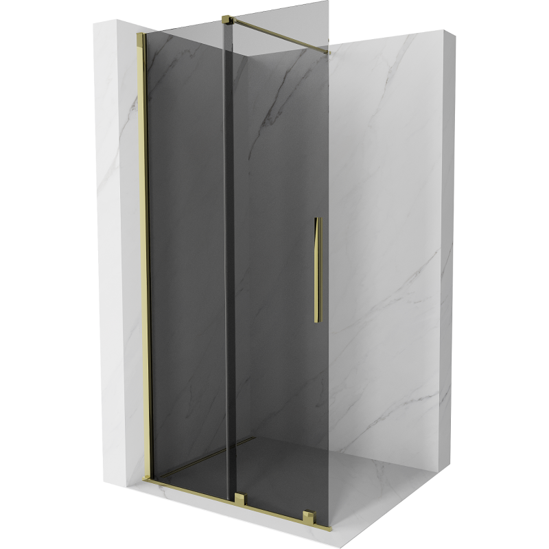 Mexen Velar Walk-in Shower Wall 90 x 200 cm, Graphite 8 mm, Gold - 871-090-000-43-50