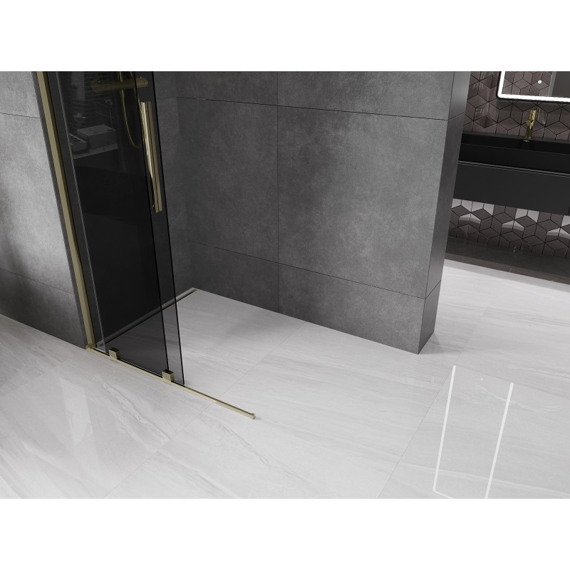 Mexen Velar ścianka prysznicowa rozsuwana Walk-in 90 x 200 cm, grafit 8 mm, złota - 871-090-000-43-50