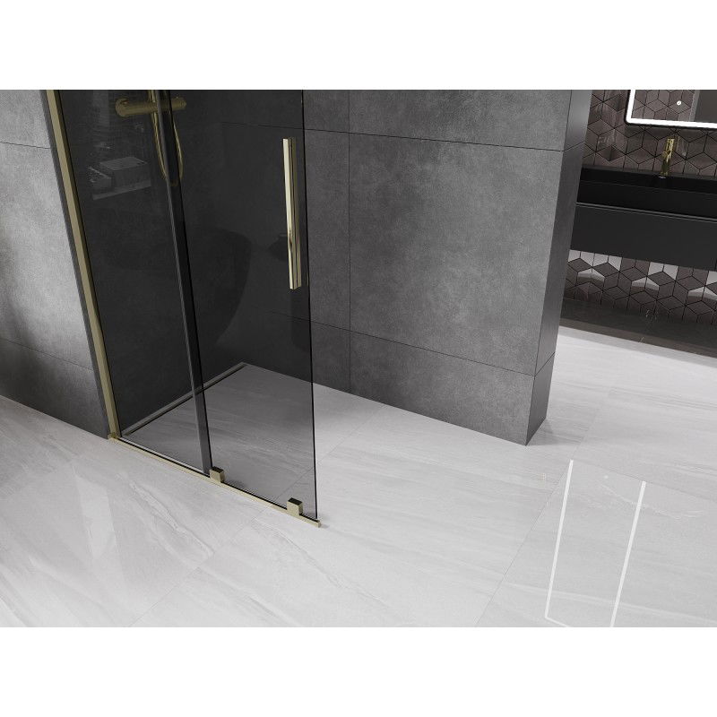 Mexen Velar glazen douchescherm schuifwand Walk-in 85 x 200 cm, grafiet 8 mm, goud - 871-085-000-43-50