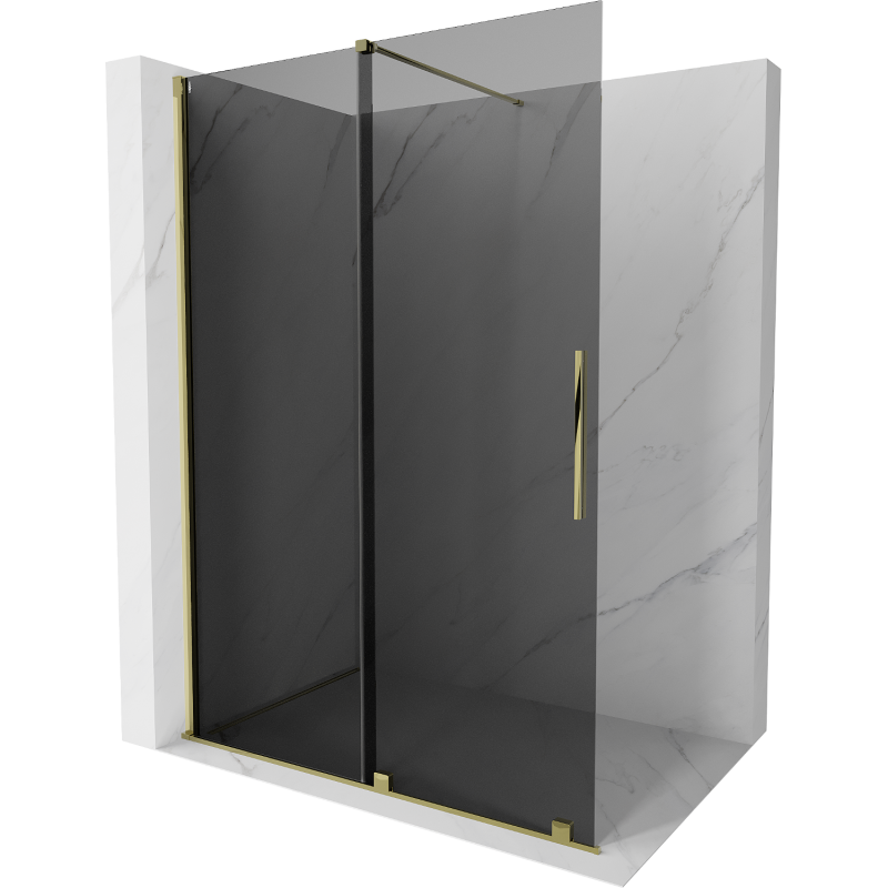 Mexen Velar Duschwand verschiebbar Walk-in 130 x 200 cm, graphit 8 mm, gold - 871-130-000-43-50