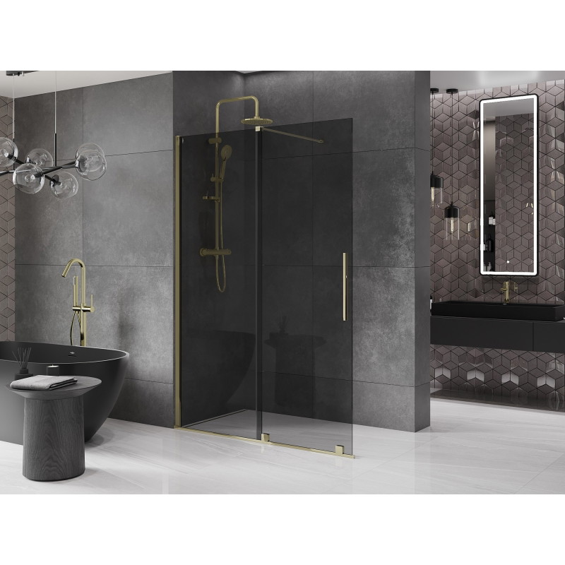 Mexen Velar Klizna stijena Walk-in 140 x 200 cm, grafit 8 mm, zlatna - 871-140-000-43-50