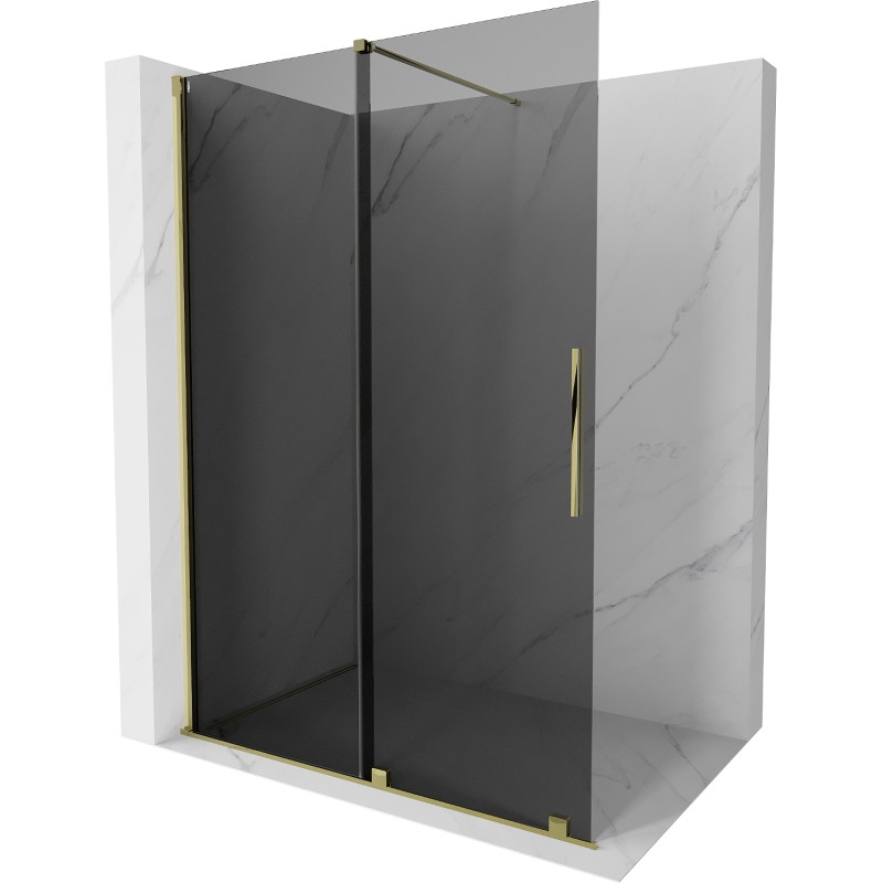 Mexen Velar Klizna stijena Walk-in 140 x 200 cm, grafit 8 mm, zlatna - 871-140-000-43-50